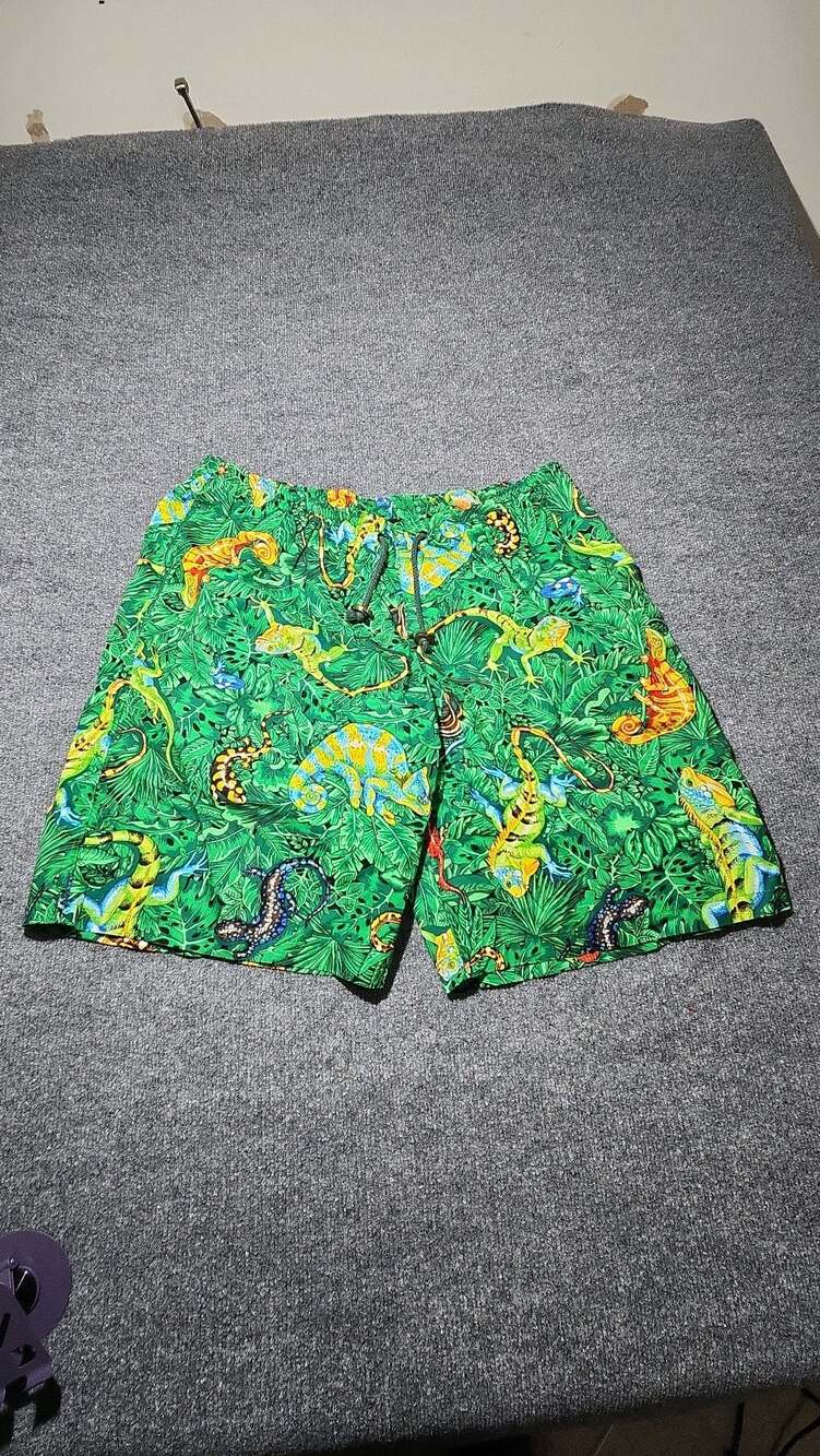 Vintage Jimmy'z All Over Print Reptiles and Lizards Jungle Mesh Lined Swim Short